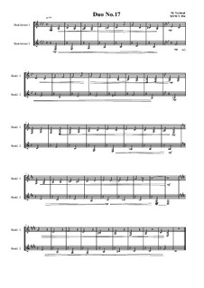 Duos for 2 Bass clarinet, Volume 1: Duo No.17, MVWV 954 by Maurice Verheul