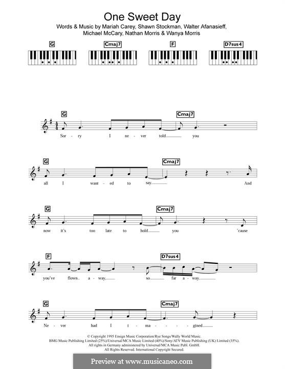 One Sweet Day (Mariah Carey and Boyz II Men): Melody line by Mariah Carey, Michael McCary, Nathan Morris, Shawn Stockman, Walter Afanasieff, Wanya Morris
