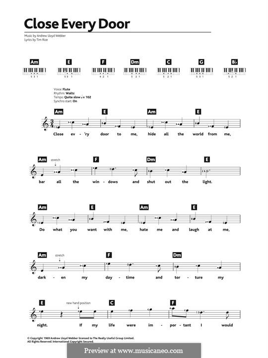 Close Every Door: Melody line by Andrew Lloyd Webber