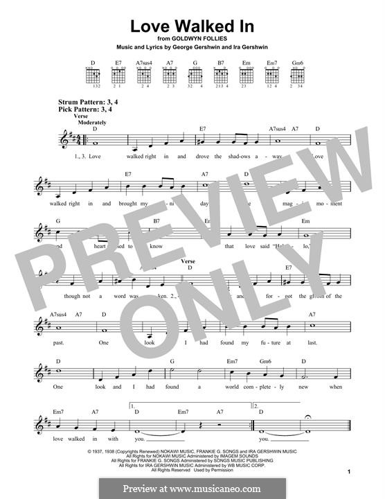 Love Walked In (from The Goldwyn Follies): For guitar with tab by George Gershwin