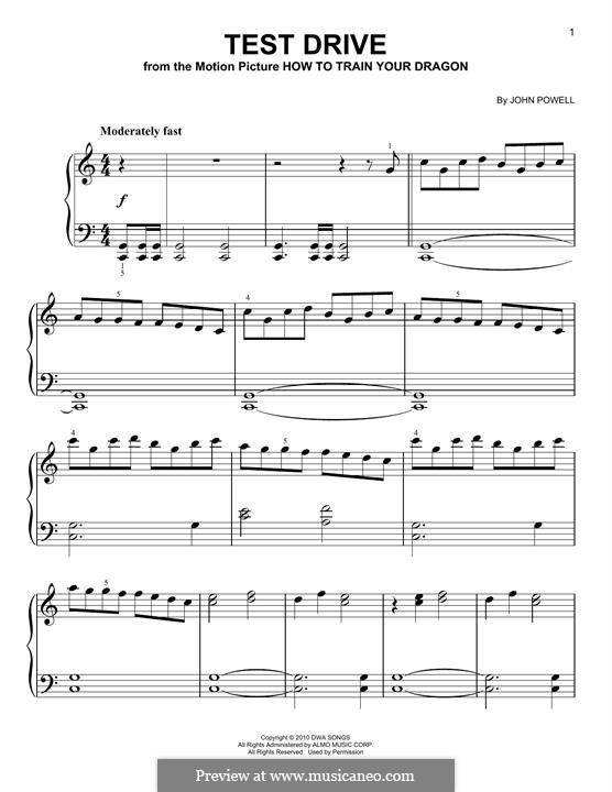 Test Drive (from 'How to Train Your Dragon'): For piano by John Powell