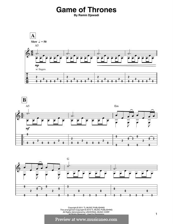 Game of Thrones: For guitar by Ramin Djawadi