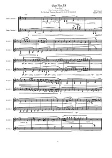 Duos for 2 Bass clarinet, Volume 2: Duo No.58, MVWV 996 by Maurice Verheul