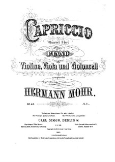 Capriccio in F Major for Piano Quartet, Op.43: Full score by Hermann Mohr