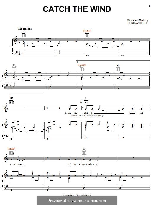 Catch the Wind: For voice and piano (or guitar) by Donovan Leitch
