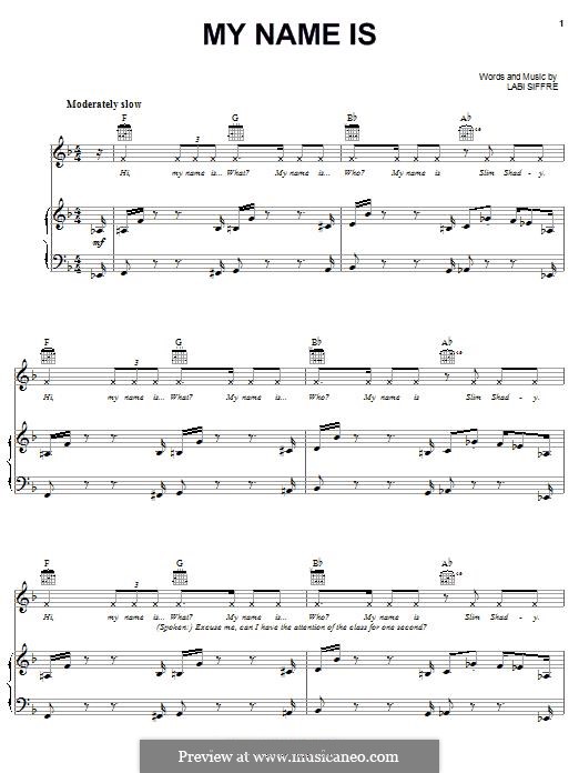 My Name Is (Eminem) by L. Siffre sheet music on MusicaNeo My Name Is (Eminem) by L. Siffre sheet music on MusicaNeo