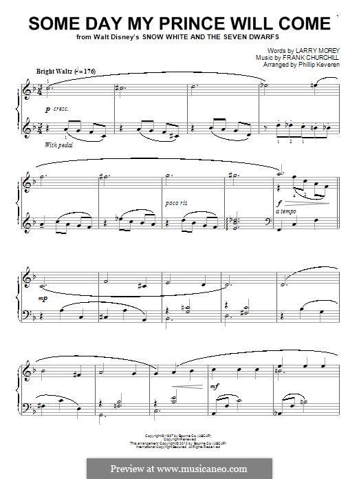 Some Day My Prince Will Come (from Snow White and The Seven Dwarfs): For easy piano by Frank Churchill