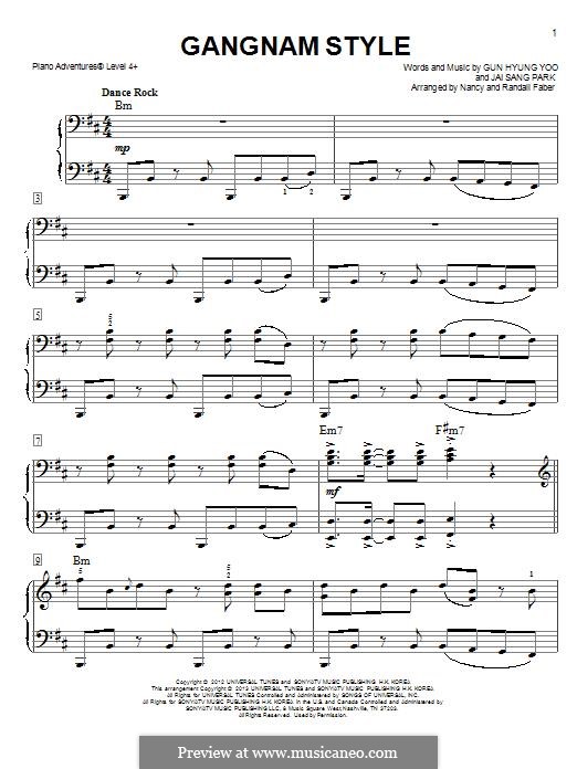 Vocal-instrumental version: For easy piano by Gun Hyung Yoo, PSY