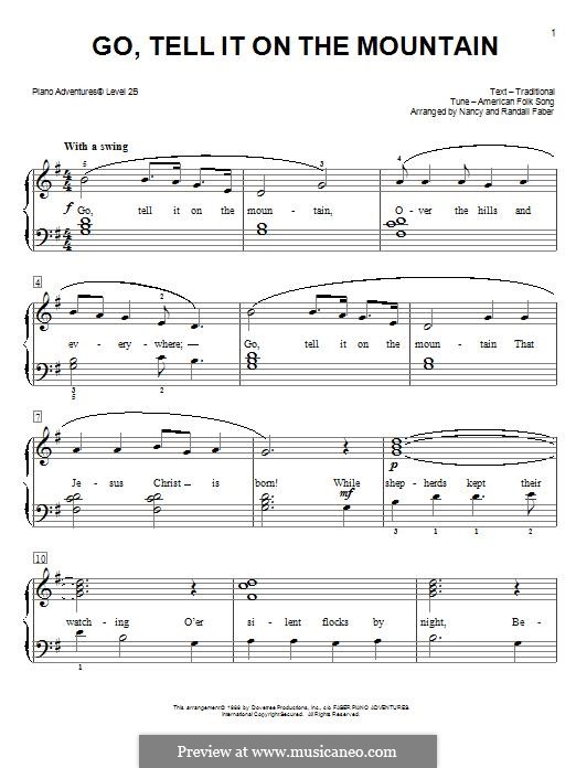Go, Tell it on the Mountain (Printable Scores): For easy piano by folklore
