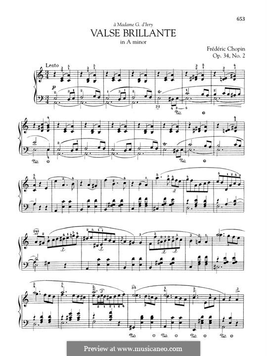 Waltzes, Op.34: No.2 for piano by Frédéric Chopin