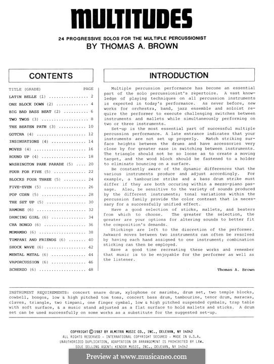 Multitudes: 24 Progressive Solos for The Multiple Percussionist: Multitudes: 24 Progressive Solos for The Multiple Percussionist by Tom Brown