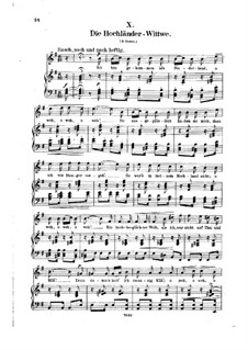 No.10 Die Hochländer-Witwe (Highland Widow's): Piano-vocal score (German text) by Robert Schumann