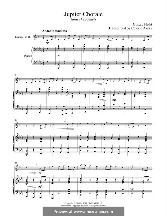 Jupiter: For trumpet and piano by Gustav Holst
