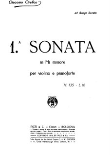 Sonata for Violin and Piano No.1 in E Minor: Score by Giacomo Orefice