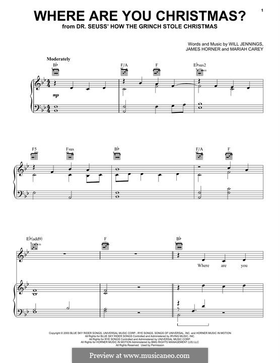 Where Are You Christmas? by J. Horner, M. Carey, W. Jennings on MusicaNeo