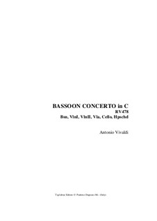 Concerto for Fagotto and Strings in C Major, RV 478: Version for bassoon and harpsichord by Antonio Vivaldi