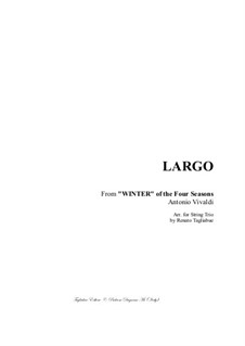 Violin Concerto No.4 in F Minor 'L'inverno', RV 297: Movement II, for string trio by Antonio Vivaldi