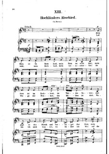 No.13 Hochländers Abschied (My Heart's in the Highlands): Piano-vocal score (German text) by Robert Schumann