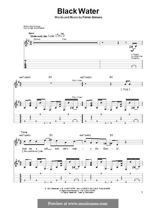 Black Water (The Doobie Brothers): For guitar with tab by Patrick Simmons