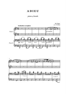 Adieu: For piano four hands by Edward Elgar