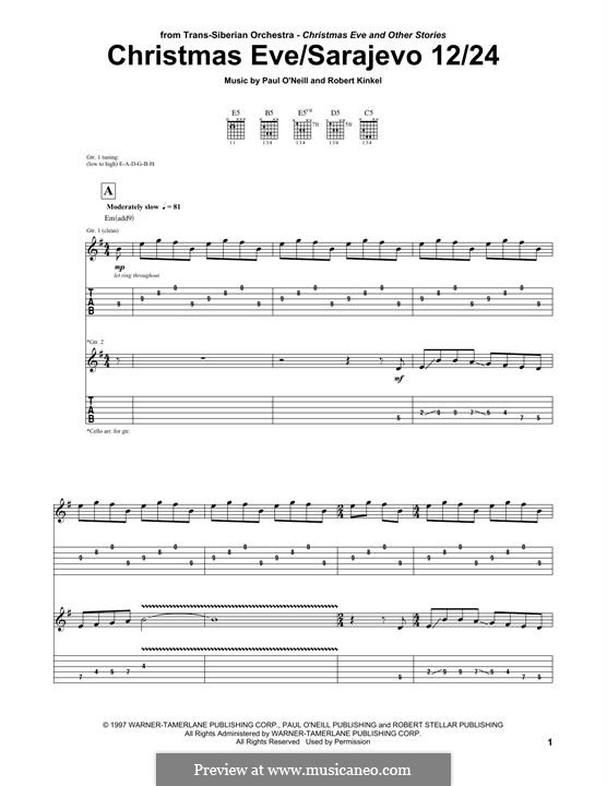 Christmas Eve / Sarajevo 12/24 (Trans-Siberian Orchestra): For guitar with tab by Paul O'Neill, Robert Kinkel