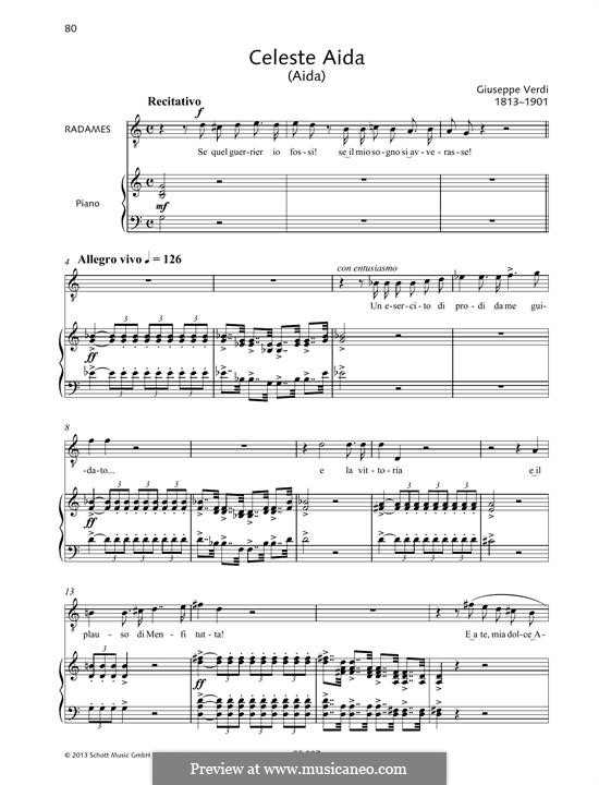 Celeste Aida: For voice and piano by Giuseppe Verdi
