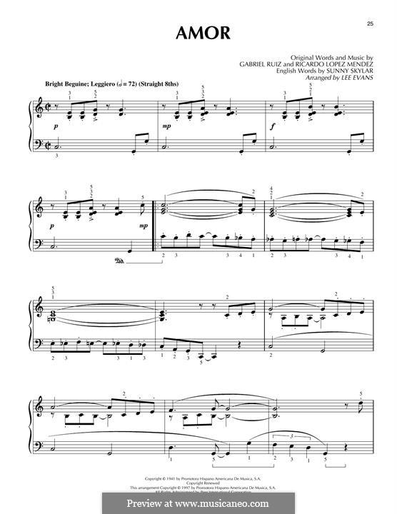 Amor (Amor, Amor, Amor): For piano by Gabriel Ruiz