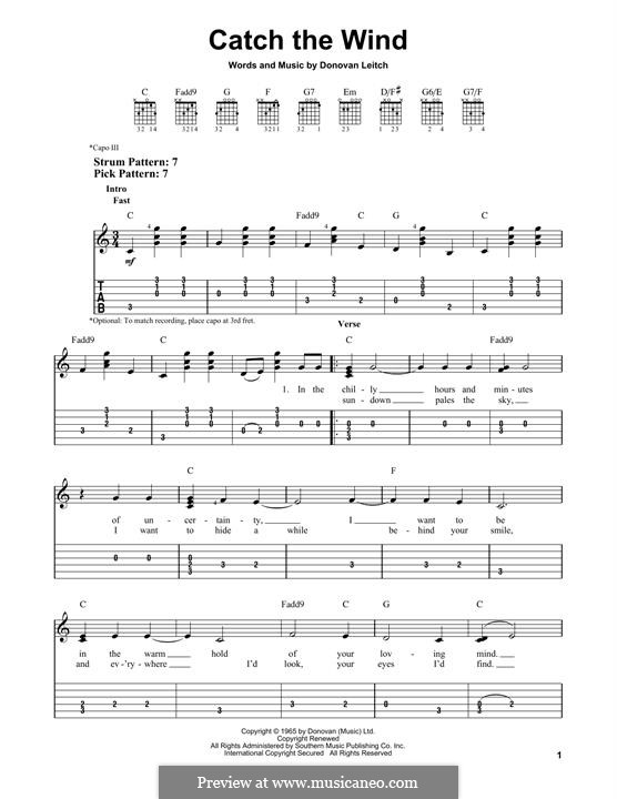 Catch the Wind: For guitar by Donovan Leitch