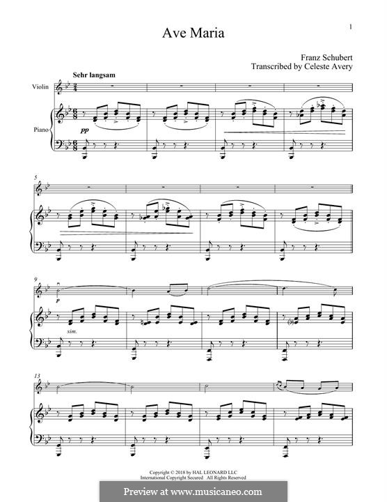 Two instruments version (printable scores): For violin and piano by Franz Schubert