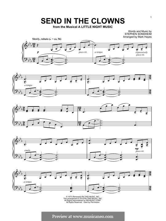 Send in the Clowns (from A Little Night Music): For piano by Stephen Sondheim
