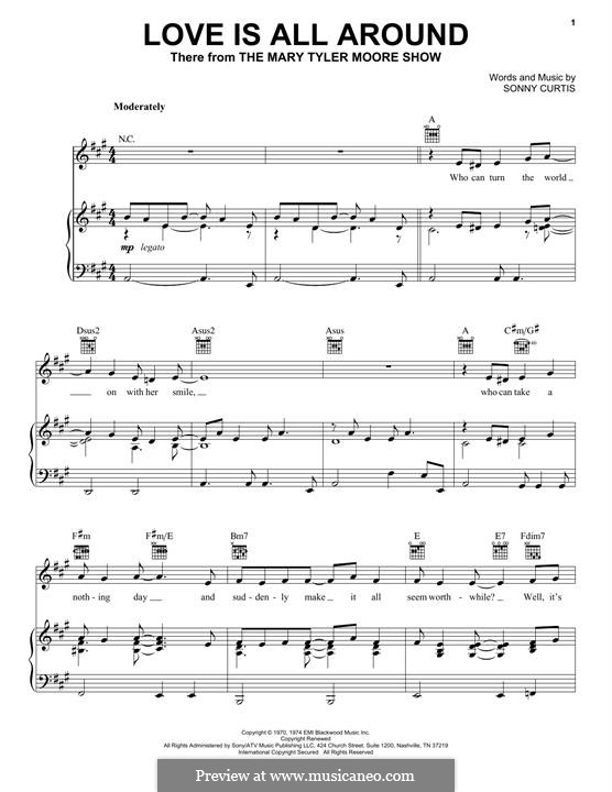 Love Is All Around (Theme from The Mary Tyler Moore Show): For voice and piano (or guitar) by Sonny Curtis
