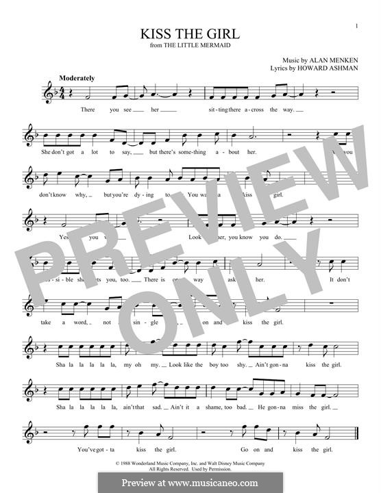Kiss the Girl (from The Little Mermaid): Melody line by Alan Menken