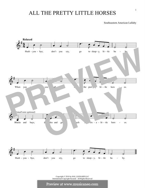 All the Pretty Little Horses: Melody line by folklore