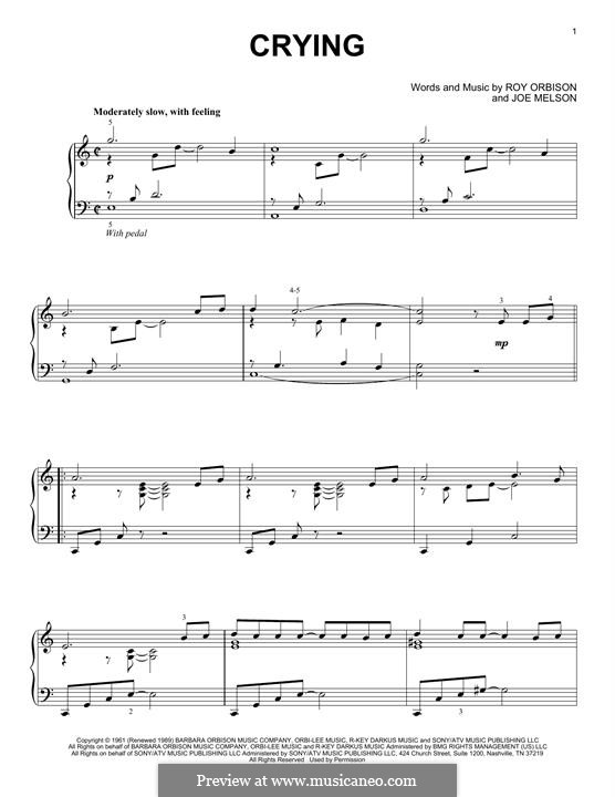 Crying (Boyzone): For piano by Joe Melson