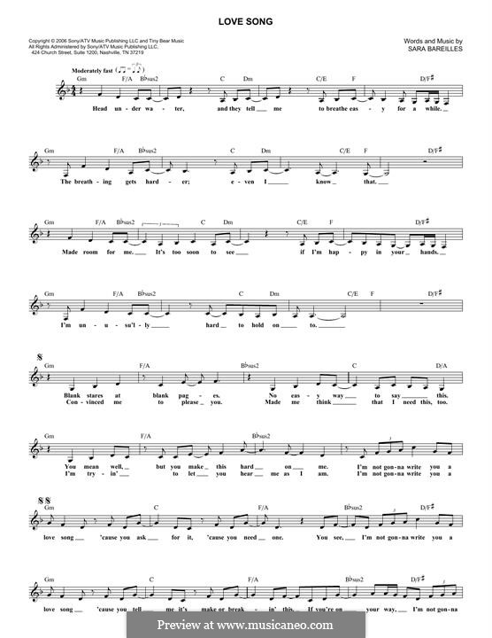 Love Song: Melody line by Sara Bareilles