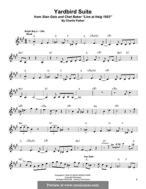Yardbird Suite: For alto saxophone by Charlie Parker