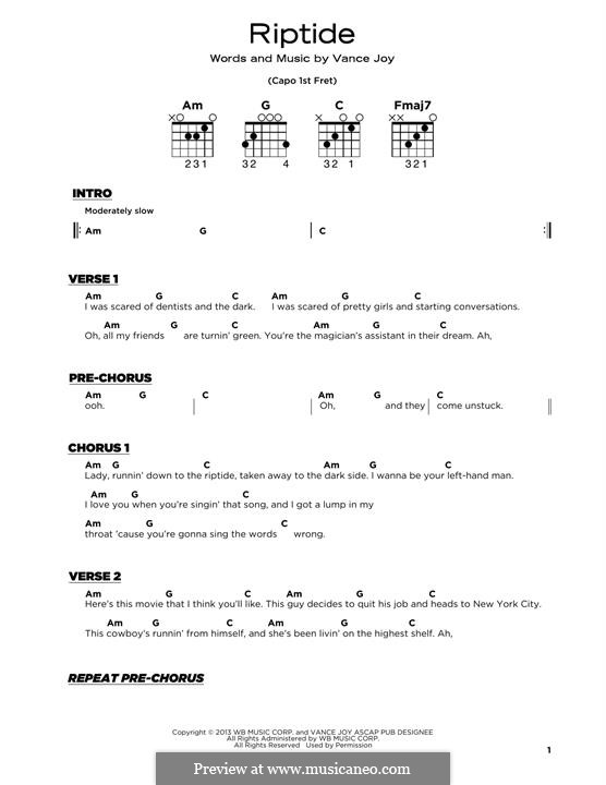 Riptide: For guitar with tab by Vance Joy