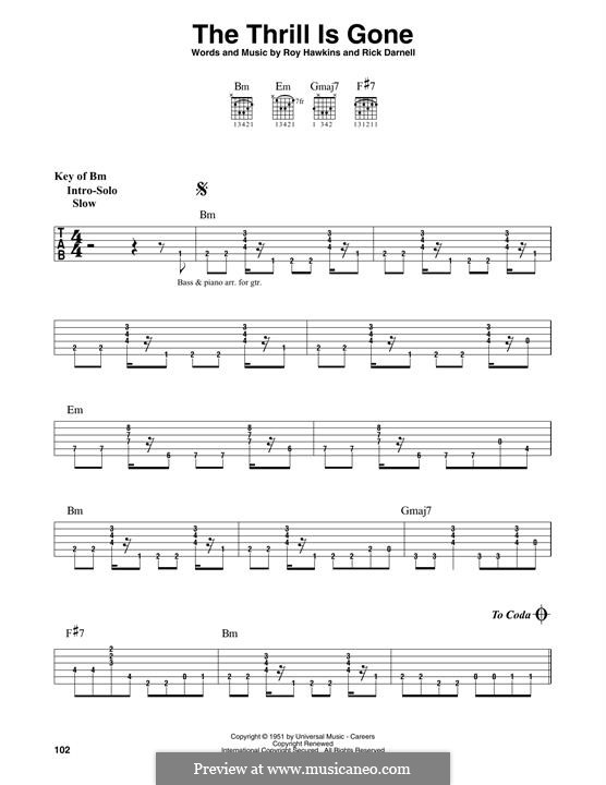 The Thrill Is Gone (B.B. King): For guitar with tab by Rick Darnell, Roy Hawkins