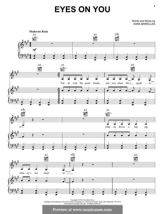 Eyes On You by S. Bareilles sheet music on MusicaNeo