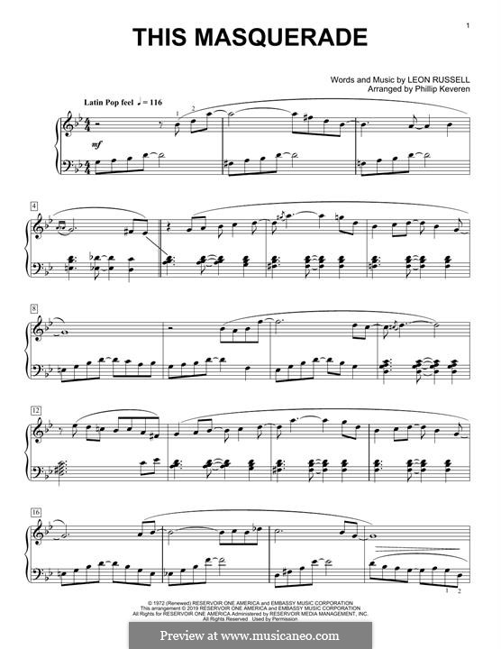 This Masquerade: For piano by Leon Russell