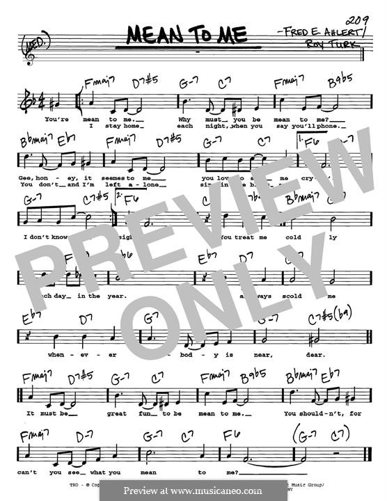 Mean To Me by R. Turk, F.E. Ahlert - sheet music on MusicaNeo