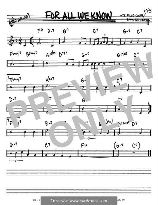 For All We Know: For guitar by J. Fred Coots