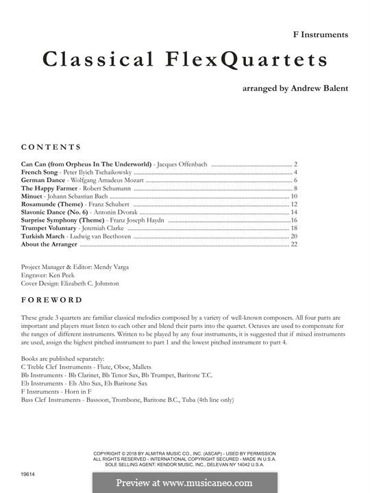Classical Flexquartets: F Instruments by Johann Sebastian Bach, Wolfgang Amadeus Mozart, Jacques Offenbach, Robert Schumann, Pyotr Tchaikovsky