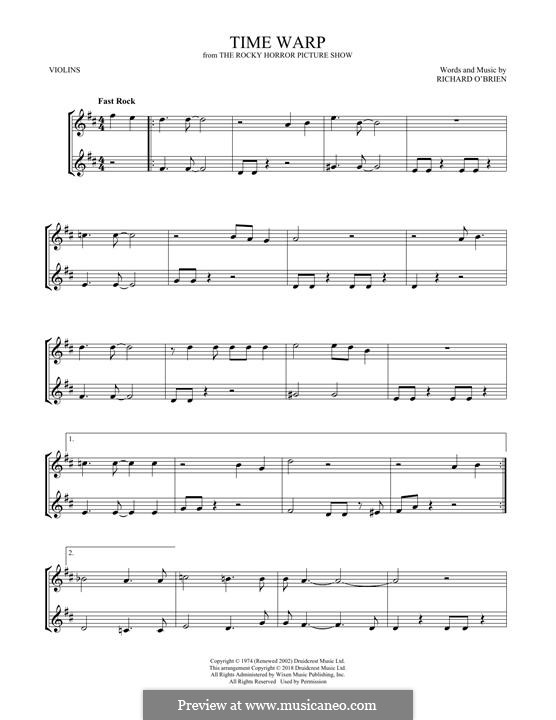 The Time Warp (from The Rocky Horror Picture Show): For two violins by Richard O'Brien