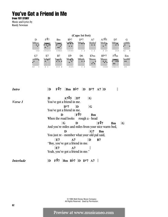 You've Got a Friend in Me (from Disney's Toy Story): Lyrics and chords by Randy Newman