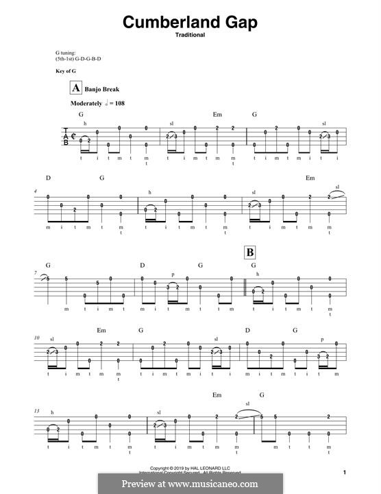 Cumberland Gap: For banjo by folklore