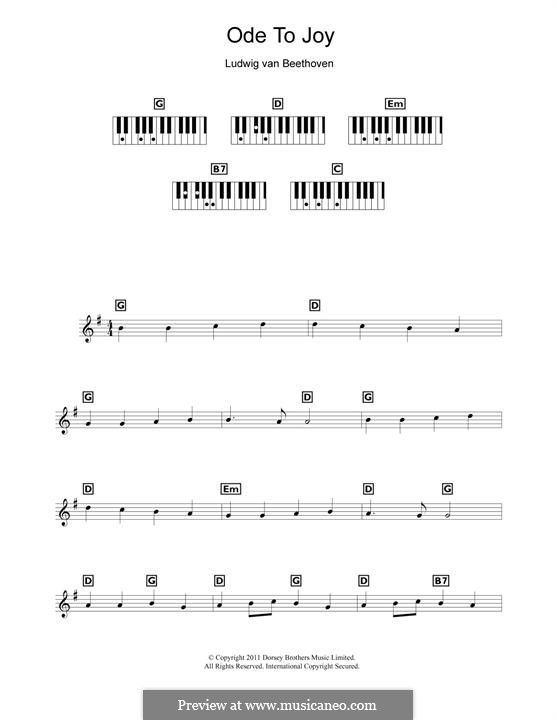 Ode to Joy, for Piano: Easy version by Ludwig van Beethoven