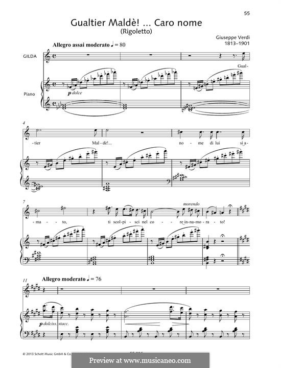 Caro nome ceil mio cor: For voice and piano by Giuseppe Verdi