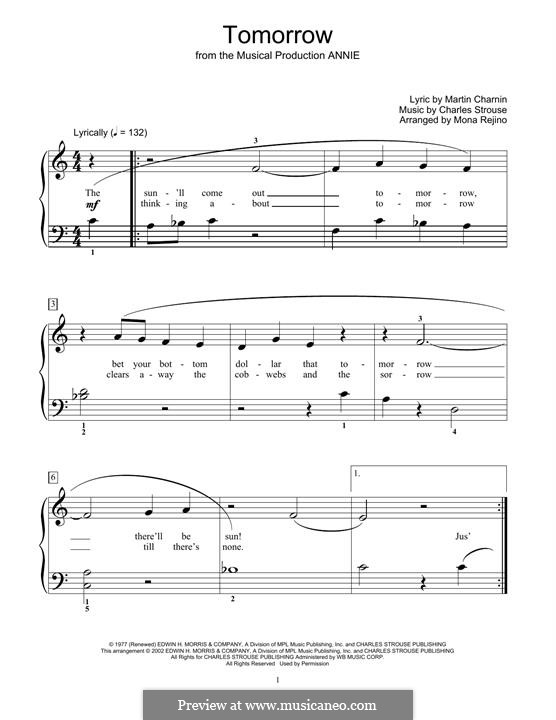 Tomorrow (from Annie) by C. Strouse - sheet music on MusicaNeo