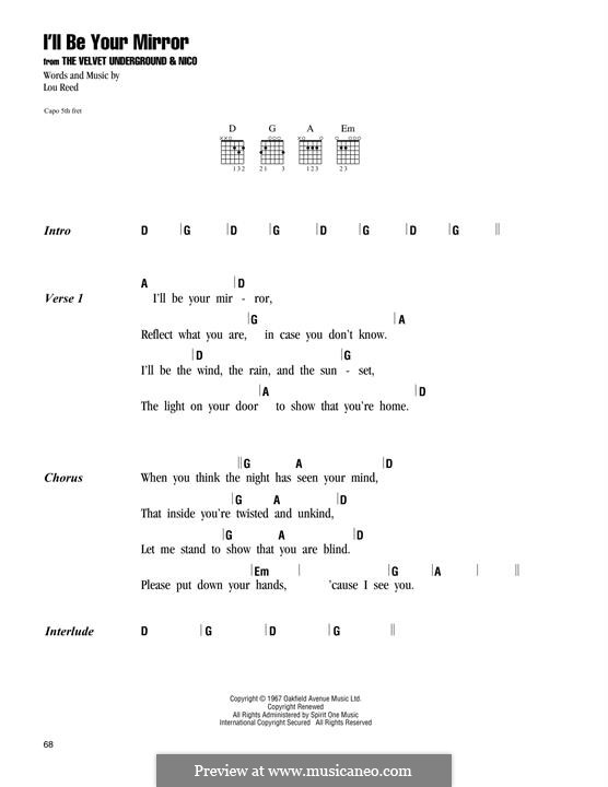 I'll Be Your Mirror by L. Reed sheet music on MusicaNeo